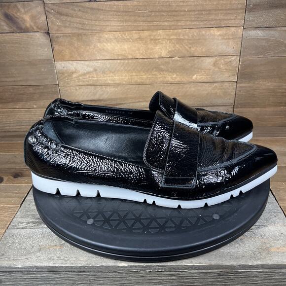 AGL Womens Size 11.5 Micro Pointe Patent Black Slip On Casual Loafers Eur Sz 42 - Picture 1 of 10